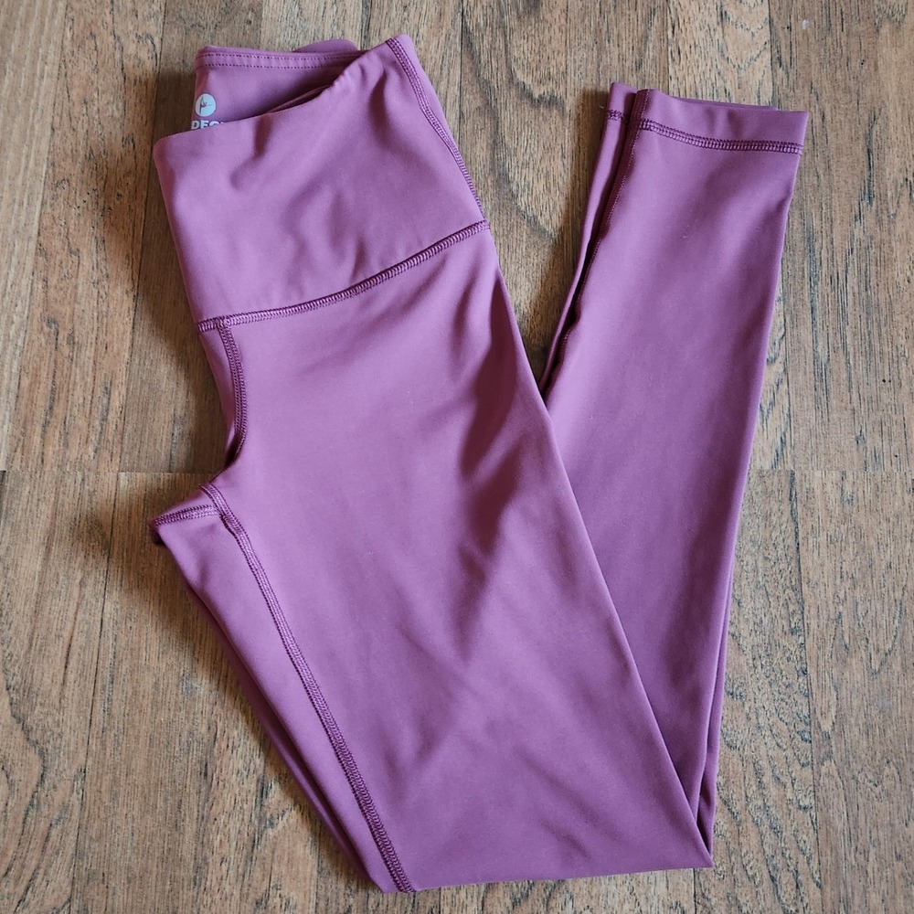 90 Degree by Reflex High Waisted Plum Mauve Leggings XS Hidden Pocket Activewear